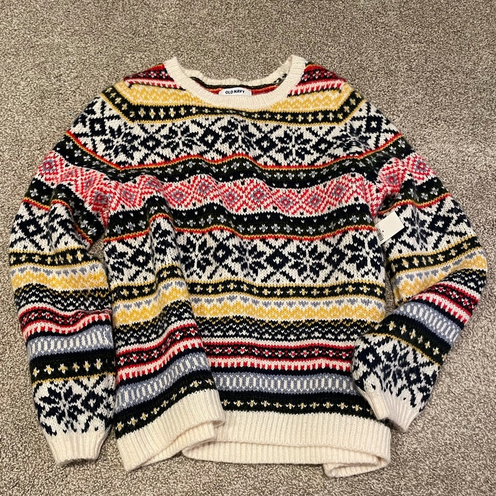 Old Navy Knit Fair Isle Colorful Sweater